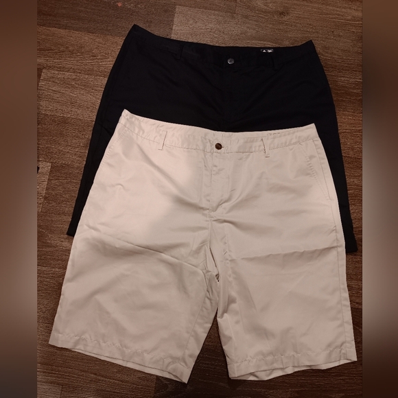 adidas Men's Black and Cream Flat Front Shorts Set 2 - Picture 1 of 4